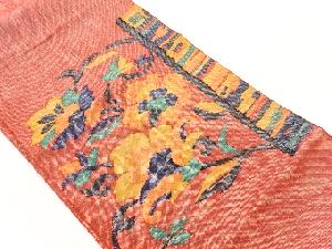 手織り紬花々模様織出し名古屋帯